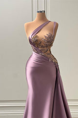 Robe de bal à une épaule de sirène violette sexy