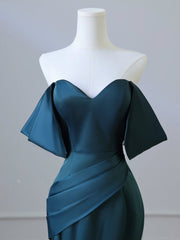 Просте плечове атласне чорнило синє довге випускне плаття, чорнило -синє довге формальне плаття
