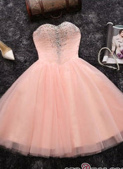 Beads Sequins Short Homecoming Dresses Sweetheart Coral Pink Hoco Dress