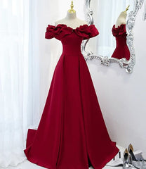 Burgundia de pe umăr lung o linie de rochie de rochie de seară