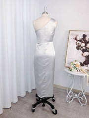 Designer Ruffles Sleeveless One Shoulder Asymmetrical Bridesmaid Dresses