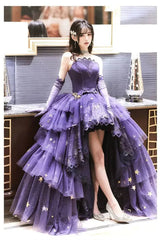 Elegant Purple Stars A-Line Prom Robe Love Elegant Purple Star Lolita