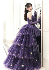 Elegante lilla stjerner a-line prom kjole elsker elegant lilla stjerne lolita