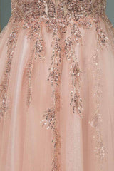 Glamorous Sequins V-Neck Long Evening Prom Dress Floor Length