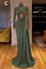 Glitter Off-the-Shoulder Slim Mermaid Prom Party GownsSleeveless Mermaid Evening Gowns