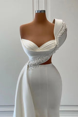 Glorious One Shoulder Sleeveless Sweetheart A-line Bridal Dress With Beads