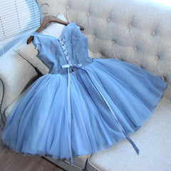 Gorgeous Blue Short Homecoming Dresses V-Neck Lace-Up Hoco Dresses