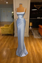 Gorgeous Long Blue Mermaid Graduation Dresses Fabulous Straps Prom Dresses