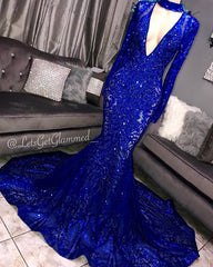 Gorgeous Mermaid Long Sleevess Deep V-neck Lace Applique Prom Dresses