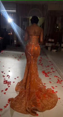 Rochie de prom lungă rochie de prom cu margele de portocale superbe