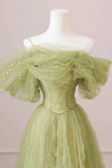Світло -зелене випускне плаття на лінії від плечової вечірньої вечірньої сукні