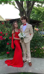Off The Shoulder Mermaid Red Long Prom Dress