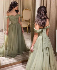 З плечового м'ятного зеленого випускного плаття з бісером довгі випускні сукні, від плечового зеленого довгі офіційні вечірні сукні