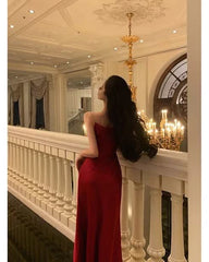 Röd mantel långa balklänningar slits kvällsfest klänning