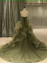 Curea spaghete verde o linie de rochie lungă de bal, rochie de rochie de seară formală
