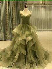 Spaghetti rem grönt en linje lång prom klänning formell aftonklänning party klänning