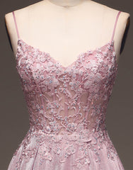 Bridesmaid Dress Uk, Pretty Blush A-Line Spaghetti Straps Long Glitter Prom Dress