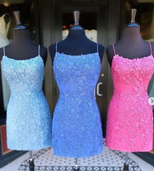 Evening Dresses For Party, 2024 homecoming dress with applique and beading popular short prom dress school back dress