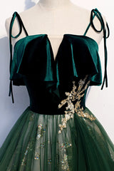 Prom Dresses For Skinny Body, Green Velvet Long Prom Dresses, A-Line Evening Dresses