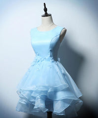 Party Dress Modest, Cute Blue A Line Short Prom Dress, Blue Evening Dress