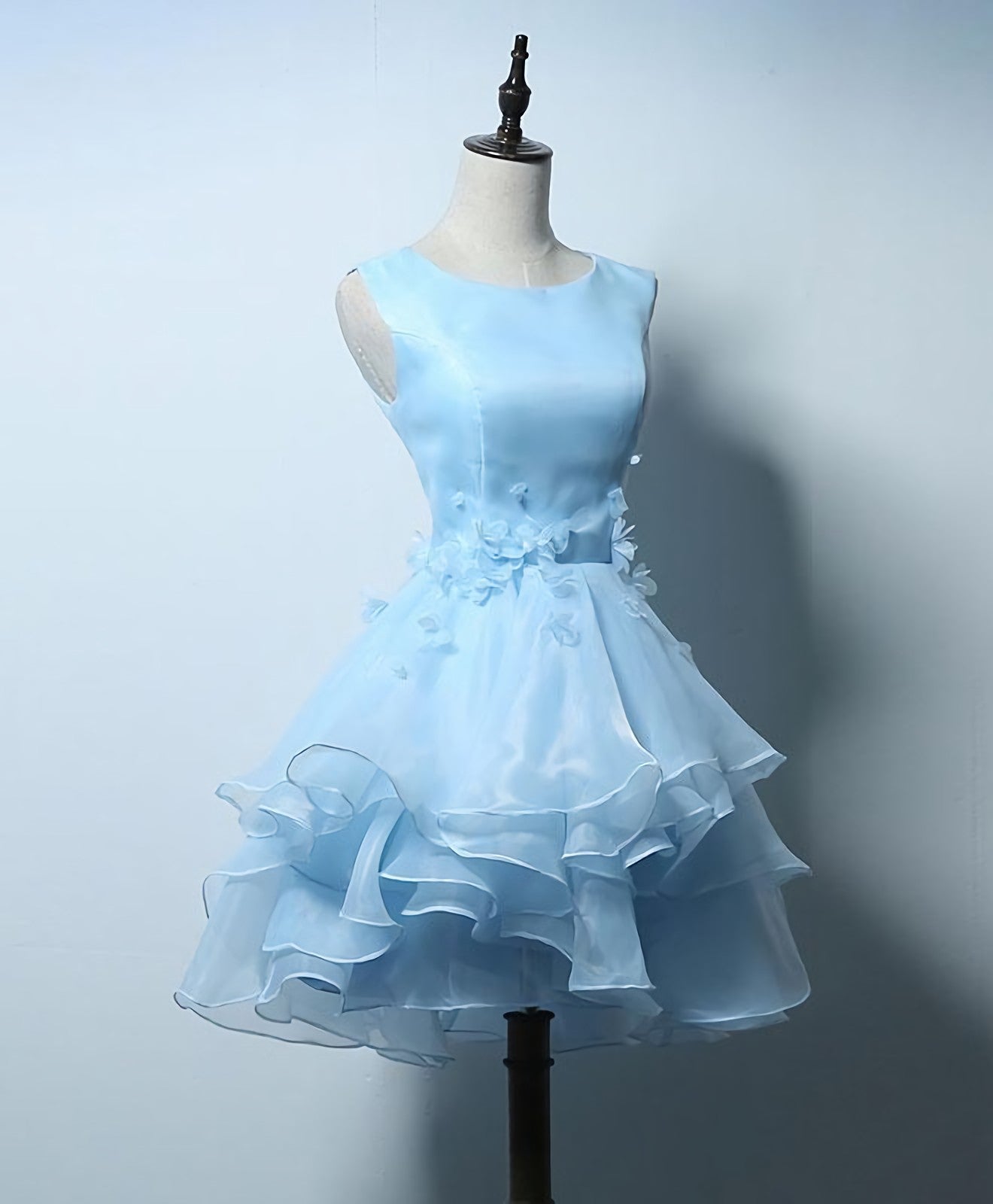 Party Dress Couple, Cute Blue A Line Short Prom Dress, Blue Evening Dress