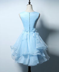 Winter Dress, Cute Blue A Line Short Prom Dress, Blue Evening Dress
