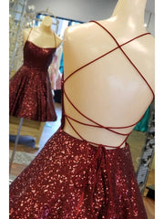 Party Dresses For 34 Year Olds, Lace-up Back Burgundy Homecoming Dress