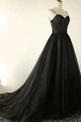 Prom Dress On Sale, Black Corset A-Line Tulle Long Prom Dress