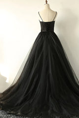 Prom Dress Style, Black Corset A-Line Tulle Long Prom Dress
