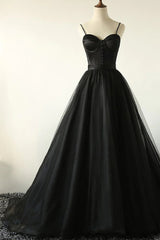 Prom Dresses Style, Black Corset A-Line Tulle Long Prom Dress