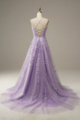 Wedding Color Schemes, A-Line Spaghetti Straps Purple Long Prom Dress