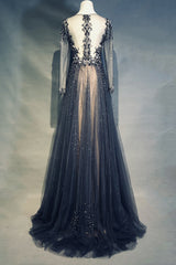 Bridesmaid Dress Elegant, Luxury Long Sleeves V-neck Long Prom Dresses Overskirt Mother Formal Dresses