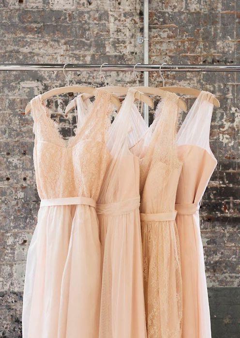 Prom Dresses Ball Gowns, 2024 New Arrival Blush Pink Long Tulle Cheap Bridesmaid Dresses