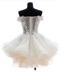 Party Dress Pinterest, Mini Tulle Lace Short Prom Dress, Homecoming Dress