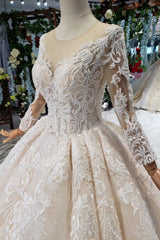 Wedding Dresses Online, Gorgeous Long Sleeves Ball Gown Wedding Dresses With Beading Appliques