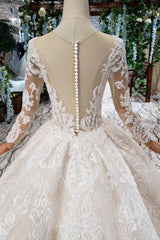Wedding Dress Aesthetic, Gorgeous Long Sleeves Ball Gown Wedding Dresses With Beading Appliques