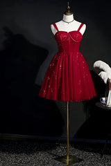 Party Dress Online Shopping, Elegant Sleeveless Tulle Sequins Short Homecoming Dresses