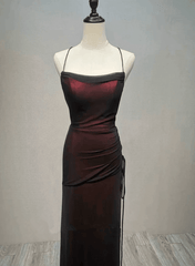 Черные и красные ремни длинное простое платье для вечеринки, черное и красное выпускное платье