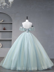 Prom Dresse Long, Beautiful Tulle Sequins Long Formal Dresses, A-Line Evening Dresses