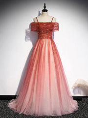 Party Dress Large Size, Burgundy Tulle Long Prom Dress, A-Line Off Shoulder Evening Dress
