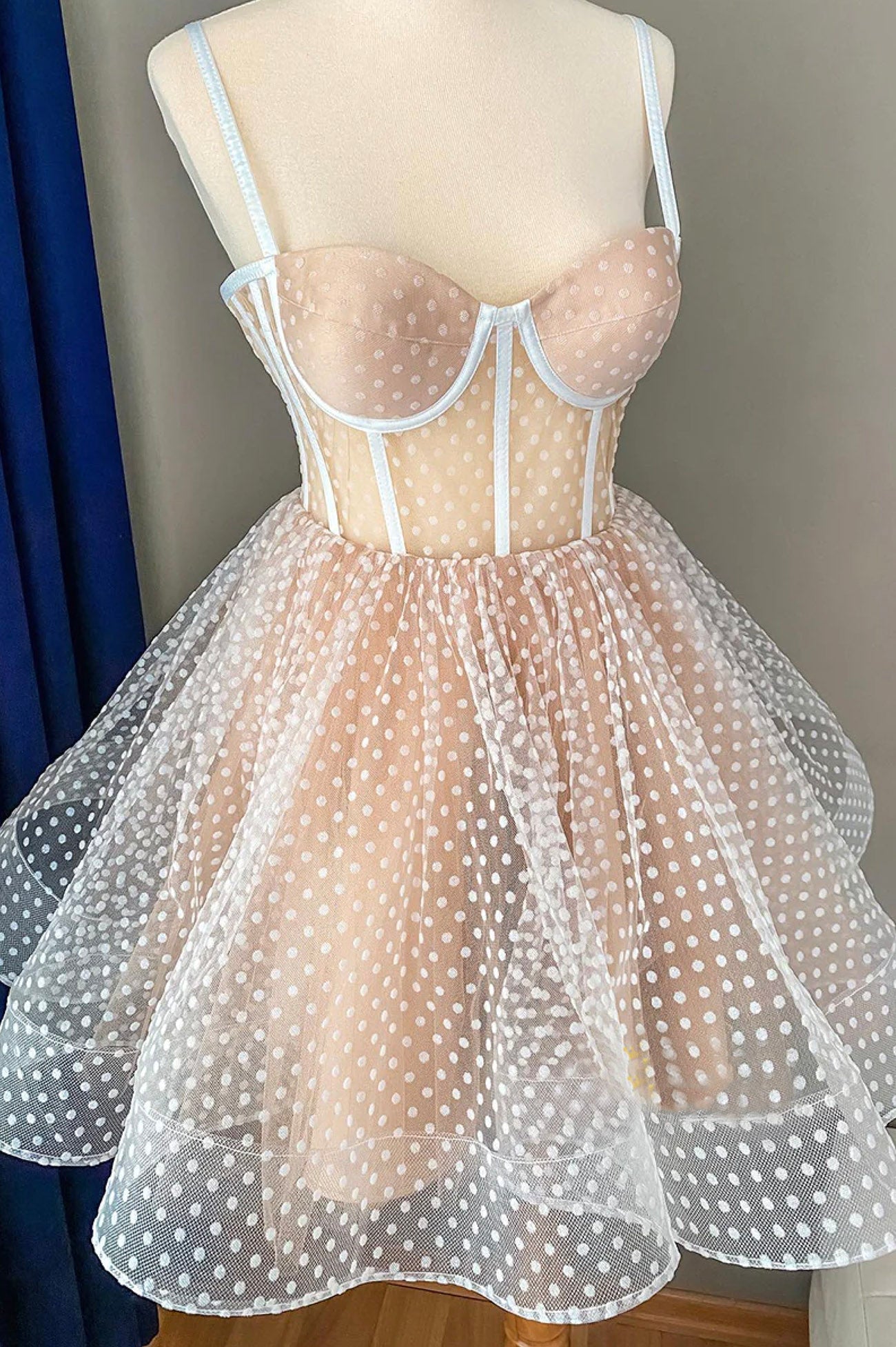 Bridesmaid Dresses Uk, Cute Tulle Spaghetti Straps Short Homecoming Dress, A-Line Mini Party Dress