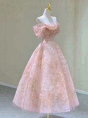 Prom Dress Trends For The Season, Pink Spaghetti Strap Tulle Lace Short Prom Dress, Cute A-Line Party Dress