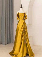 Formal Dress For Ladies, Unique Satin Long Prom Dress, Simple Strapless A-Line Evening Dress