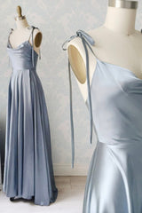 Formal Dresses For Black Tie Wedding, Simple Satin Long Prom Dresses, A-Line Spaghetti Straps Party Dresses