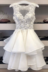 Formal Dresses Truworths, White Lace Short Prom Dresses, A-Line Lace Evening Dresses