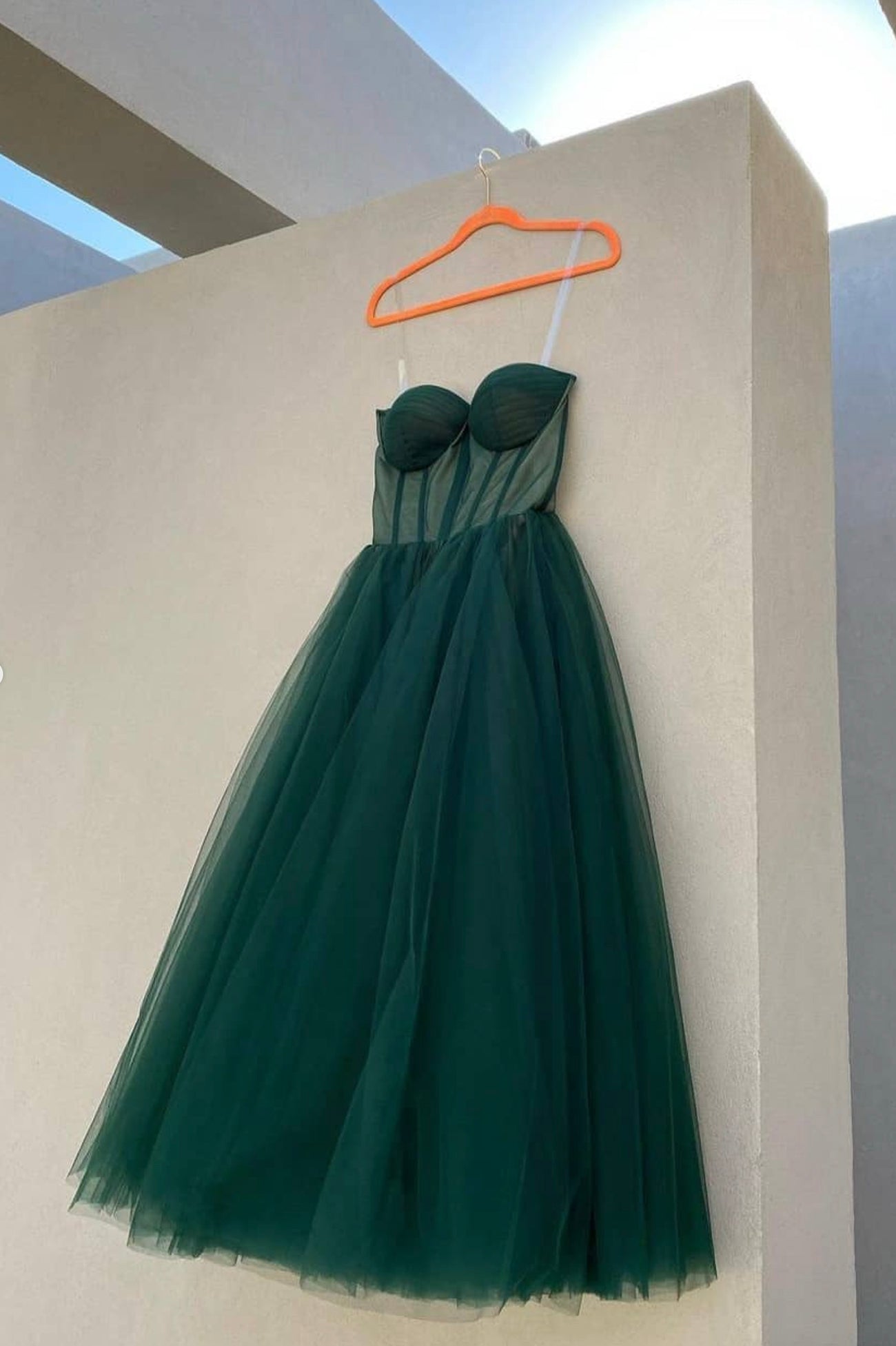 Prom Dress Silk, Green Tulle Short Prom Dresses, Lovely Spaghetti Straps Evening Dresses