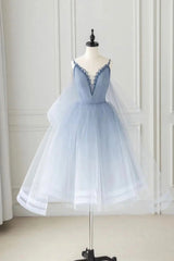 Bridesmaid Dress Style Long, Cute V-Neck Tulle Short Prom Dress, A-Line Party Homecoming Dress