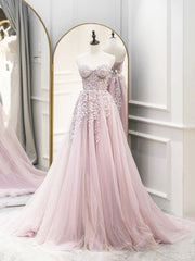 Bridesmaid Dress Dark, Cute Tulle Sweetheart Long Party Dress with Lace, Beautiful A-Line Prom Dress