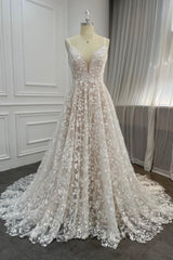 Bridesmaids Dress Websites, Elegant V-Neck Lace Long Prom Dresses, A-Line Evening Dresses