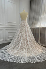 Bridesmaids Dresses Websites, Elegant V-Neck Lace Long Prom Dresses, A-Line Evening Dresses
